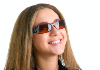 smiling girl in sun glasses
