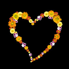 decorative heart symbol from color flowers