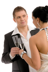 Young couple drinking champagne