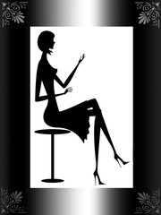 Female cartoon silhouette sitting