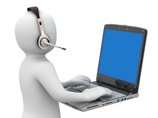 3d person with headsets and notebook