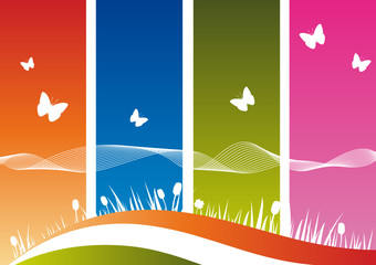 Fototapeta premium Nature's Silhouette on Colorful Background