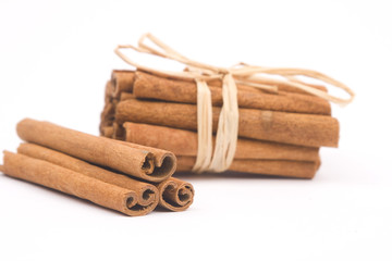 Cinnamon sticks isolated on white background