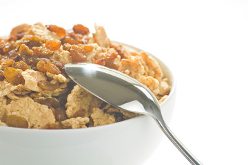 bowl of cereal with raisins