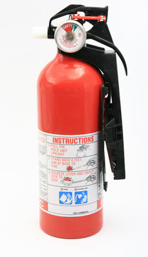 Hand held home and car fire extinguisher side view