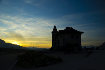 Summer sunset near Val d'Aran ski resort, the Pyrenees, Spain