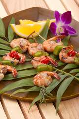 Grilled shrimps, tropical