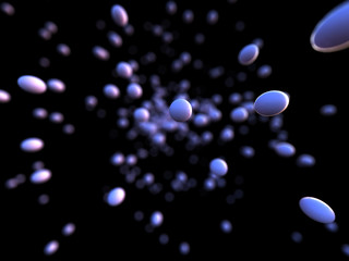 Micro universe of violet ellipses in dark medium