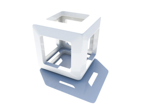 White 3D Cube With Rounded Corners