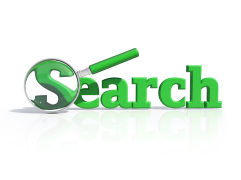 Green 3D word "search"