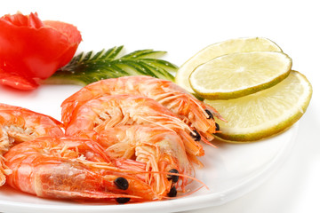 The boiled tiger shrimps