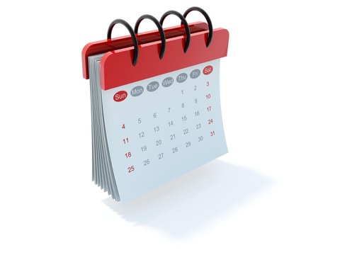 recommend clip art: Red calendar icon isolated on white