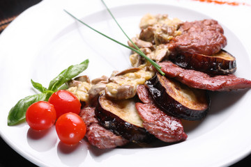 fry mushrooms & meat