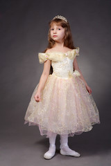 A cute little girl dressed up as a princess with tiara