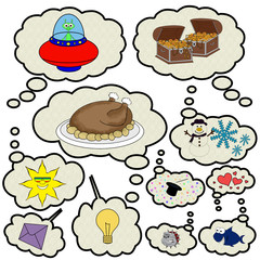 Dialogue Dream - Thought Cloud Set  - Isolated Clipping