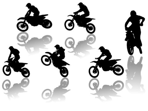 set of motorcyclists