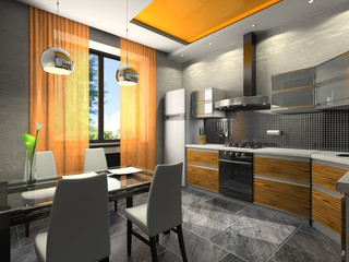 Interior of the fashionable kitchen