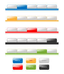 Set of vector modern navigation tabs aqua style web 2.0