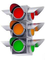 metall traffic lights on white background