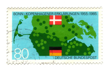 Old canceled german stamp with denmark border