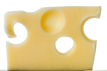 swiss cheese slice isolated on white