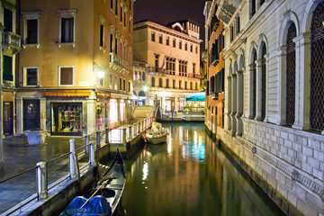 Venetian canal at night