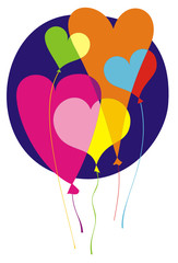 Vector illustration with color balloons for st. Valentine day