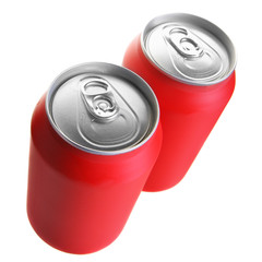 Two red drink cans