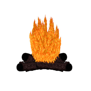Pardise Island - Campfire Cartoon - Isolated On White