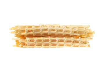 Two waffle-rolls isolated on white