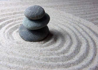 Stones in the mini zen garden