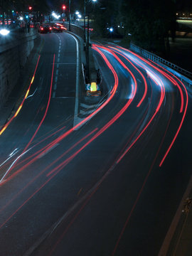 Night road traffic