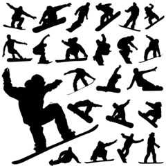snowboard set vector - obrazy, fototapety, plakaty