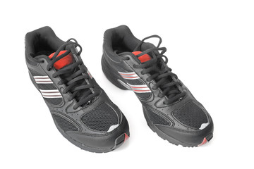 black jogging shoes isolated on white