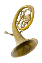 Alto saxhorn close up  isolated on white
