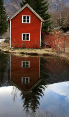 Norway  traditional wood house in rural scape