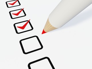 Checklist with pen isolated on white