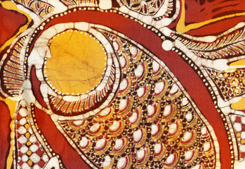 Yellow and brown batik cloth with abstract design