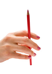 Woman hand holding pencil