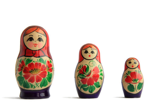 Russian toy matrioska isolated on white background