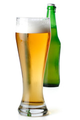 Glass and bottle of beer