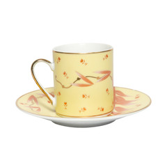 Coffee cup with saucer isolated on white.