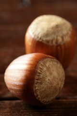 Delicious hazelnuts, macro detail, warm golden light