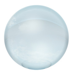 3d blue glass sphere isolated on white background