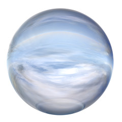 3d blue glass sphere isolated on white background