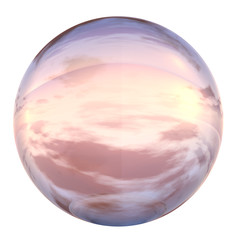 3d blue and pink glass sphere isolated on white background