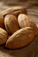 Almond macro over wood background