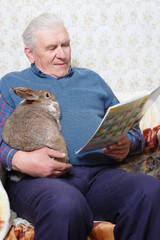 man with rabbit