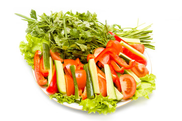 Fresh vegetables on white background