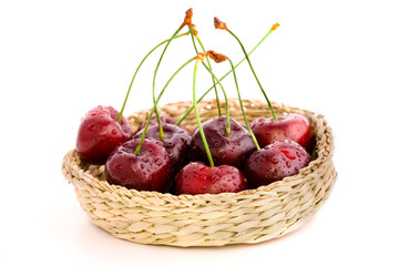 Fresh Cherries In A Basket